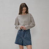 SITP5192 Loose Fit ST Boat Neck T-Shirt_Black Stripe