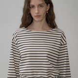 SITP5192 Loose Fit ST Boat Neck T-Shirt_Black Stripe