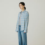 SITP5273 KUWAMURA Lier Check Shirt_Sky blue