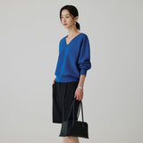 SIKN2181 Balloon V-neck Loose Fit Knit_Blue