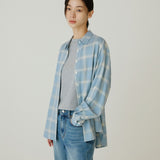 SITP5273 KUWAMURA Lier Check Shirt_Sky blue