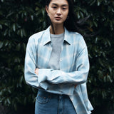 SITP5273 KUWAMURA Lier Check Shirt_Sky blue