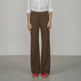 SIPT7128 Minimal Low-Rise Bootcut Slacks_Brown