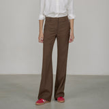 SIPT7128 Minimal Low-Rise Bootcut Slacks_Brown