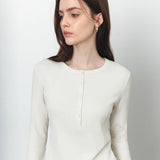 SITP5241 Slub Henley Neck T-Shirt_Cream