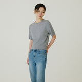 SIKN2184 Basic Round Neck Short Sleeve Knit_Melange gray