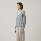 SITP5274 V-neck Batwing Comfort T-shirt_Melange gray