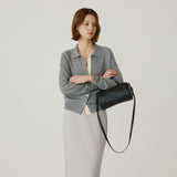 SIKN2183 Color-blocked Collar Knit Cardigan_Melange gray