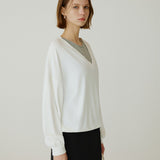 SITP5274 V-neck Batwing Comfort T-shirt_Ivory