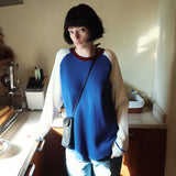 SIKN2176 Waffle Raglan Color Block Knit_Mix Blue