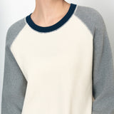 SIKN2176 Waffle Raglan Color Block Knit_Mix cream