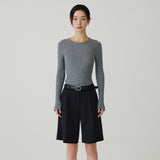 SIKN2177 Hairy Ribbed Knit_Melange gray