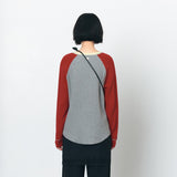 SIKN2176 Waffle Raglan Color Block Knit_Mix gray
