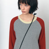 SIKN2176 Waffle Raglan Color Block Knit_Mix gray
