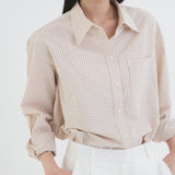 SITP5197 Loose Fit Seersucker Check Shirt_Pink