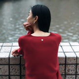 SIKN2181 Balloon V-Neck Loose Fit Knit_Red