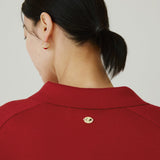 SIKN2183 Color Block Collar Knit Cardigan_Red