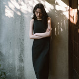 SIA8037 Airy Halter Neck Long Dress_Black