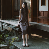 SIA8037 Airy Halter Neck Long Dress_Brown