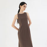 SIA8037 Airy Halter Neck Long Dress_Brown