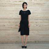 SIA8039 Pleated Wrap Dress_Black