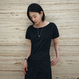 SIA8039 Pleated Wrap Dress_Black