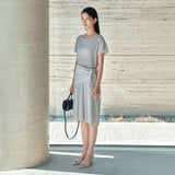 SIA8039 Pleated Wrap Dress_Light Gray