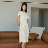 SIA8039 Pleated Wrap Dress_Lemon