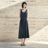 SIA8040 Comfortable Jersey Long Dress_Charcoal