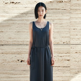 SIA8040 Comfortable Jersey Long Dress_Charcoal