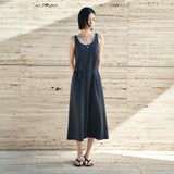 SIA8040 Comfortable Jersey Long Dress_Charcoal