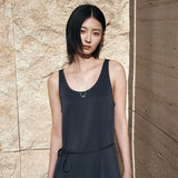 SIA8040 Comfortable Jersey Long Dress_Charcoal