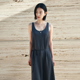 SIA8040 Comfortable Jersey Long Dress_Charcoal