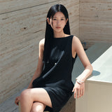 SIA8041 Classic Linen Mini Dress_Black