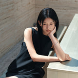 SIA8041 Classic Linen Mini Dress_Black
