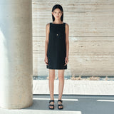 SIA8041 Classic Linen Mini Dress_Black