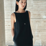 SIA8041 Classic Linen Mini Dress_Black