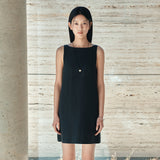 SIA8041 Classic Linen Mini Dress_Black