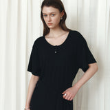 SIA8042 Relaxed Jersey Wrap Dress_Black