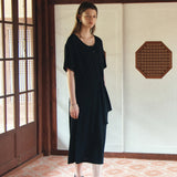 SIA8042 Relaxed Jersey Wrap Dress_Black