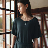 SIA8042 Relaxed Jersey Wrap Dress_Charcoal