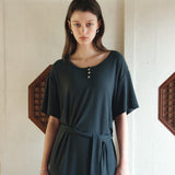 SIA8042 Relaxed Jersey Wrap Dress_Charcoal