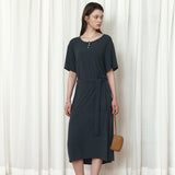 SIA8042 Relaxed Jersey Wrap Dress_Charcoal