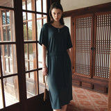 SIA8042 Relaxed Jersey Wrap Dress_Charcoal