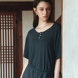 SIA8042 Relaxed Jersey Wrap Dress_Charcoal