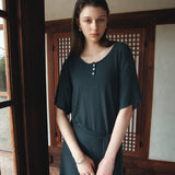 SIA8042 Relaxed Jersey Wrap Dress_Charcoal