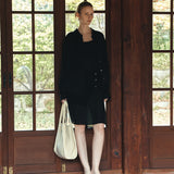 SIA8043 Sheer Layered Wrinkle Dress_Black
