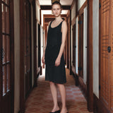 SIA8043 Sheer Layered Wrinkle Dress_Black