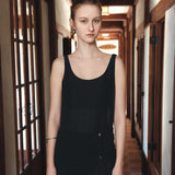 SIA8043 Sheer Layered Wrinkle Dress_Black