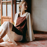 SIA8043 Sheer Layered Wrinkle Dress_Brown